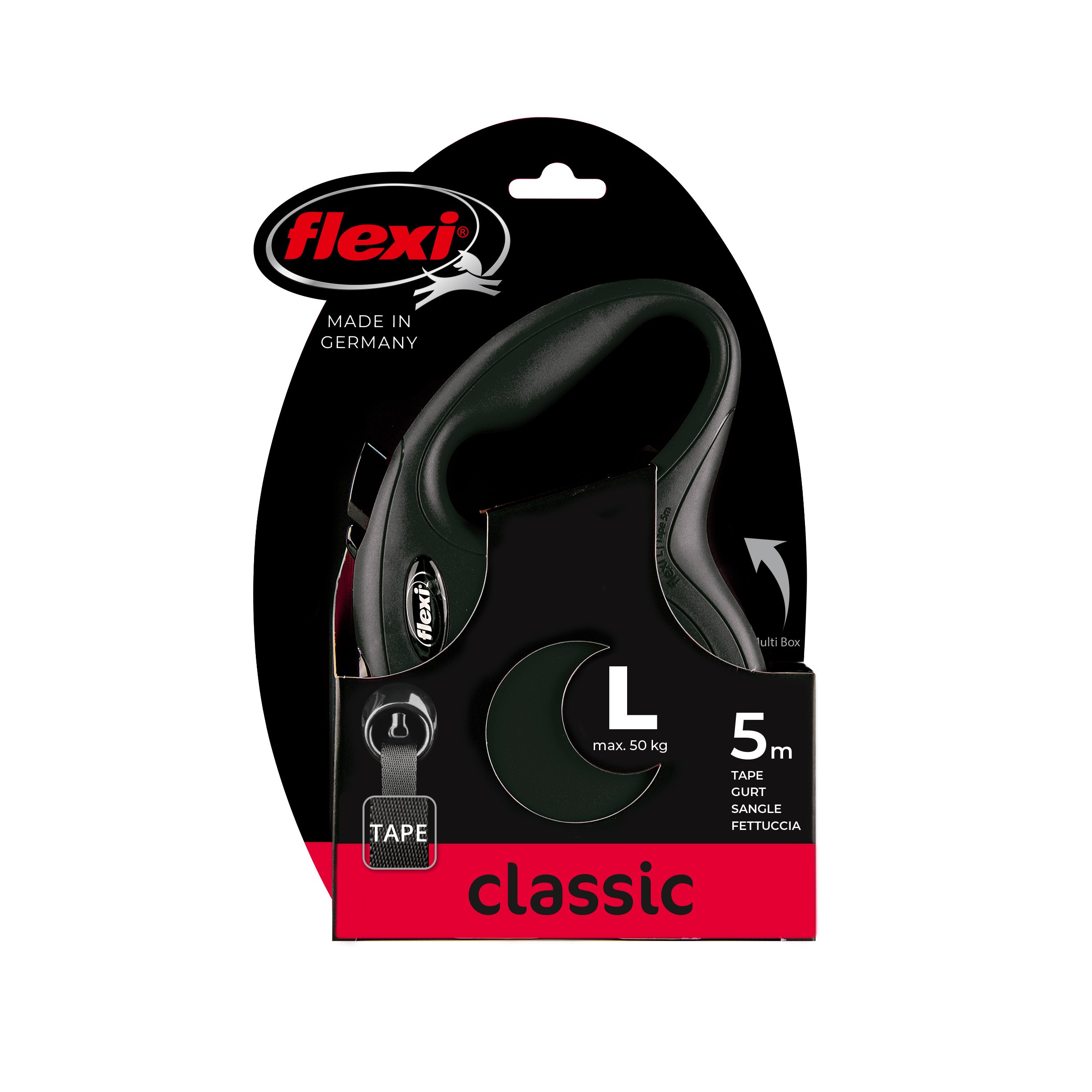 Flexi Vodítko FLEXI Classic NEW L pásek 5m/50kg černá