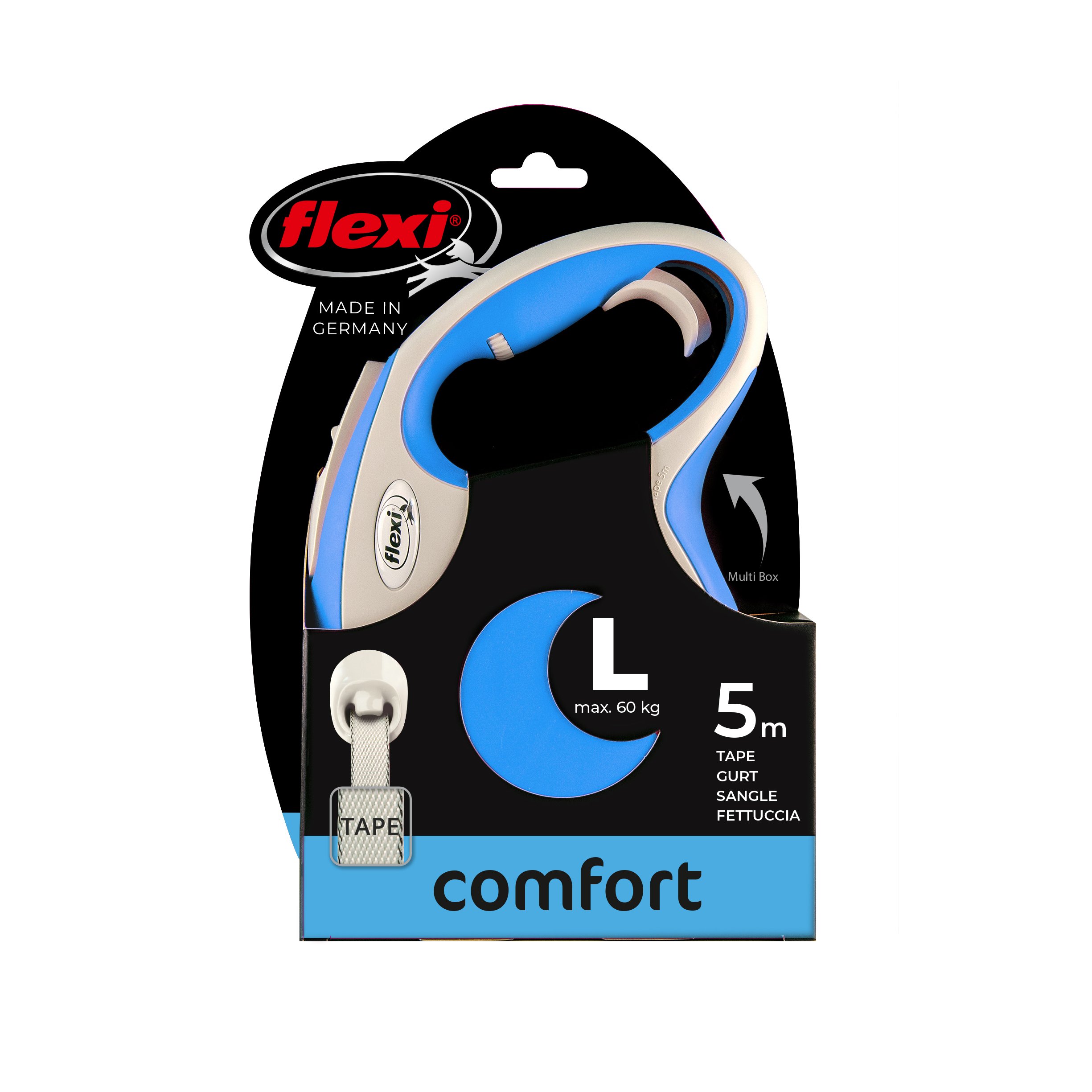 Flexi Vodítko FLEXI Comfort L pásek 5m/60kg modrá NEW