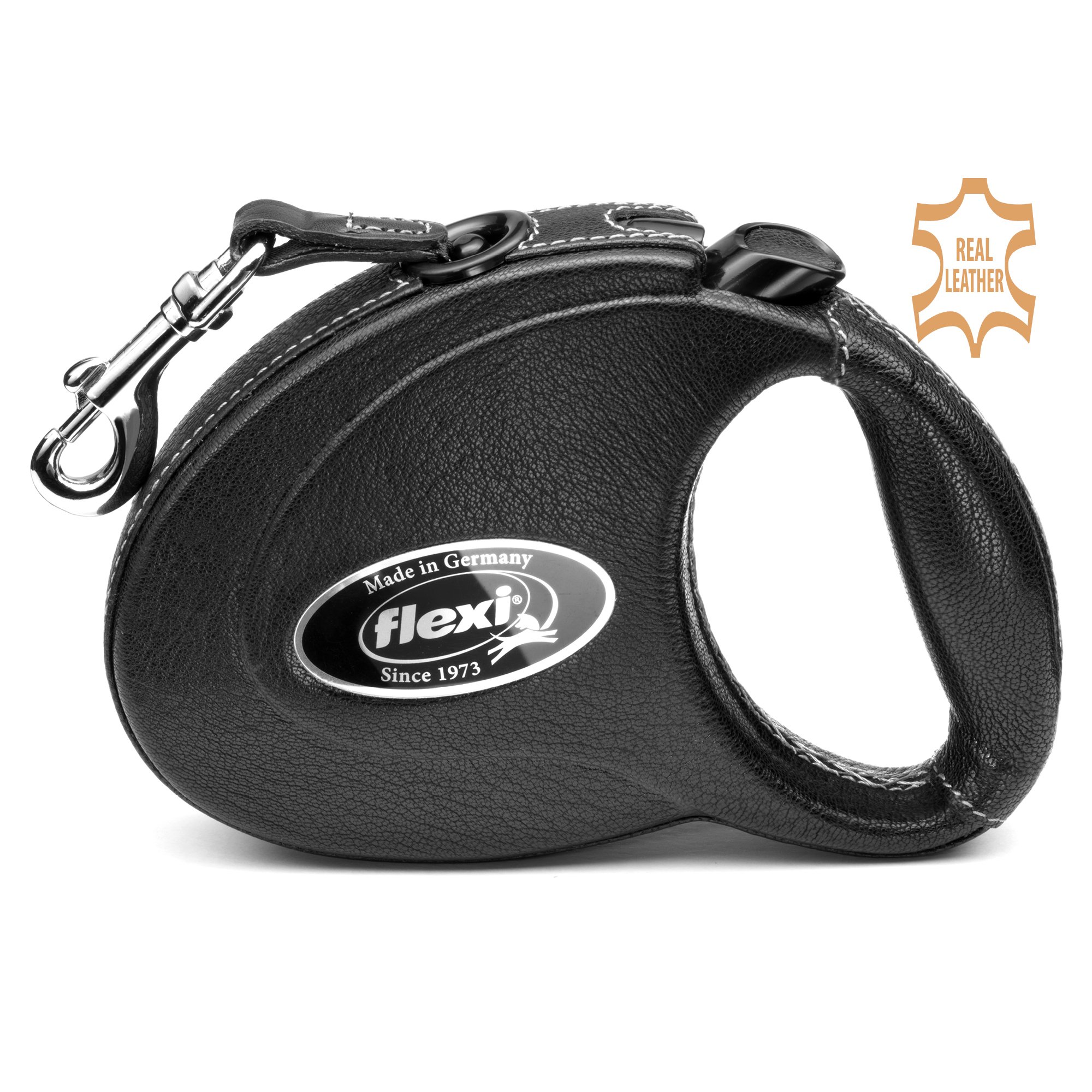 Flexi Vodítko Leather M pásek 5m černá kůže