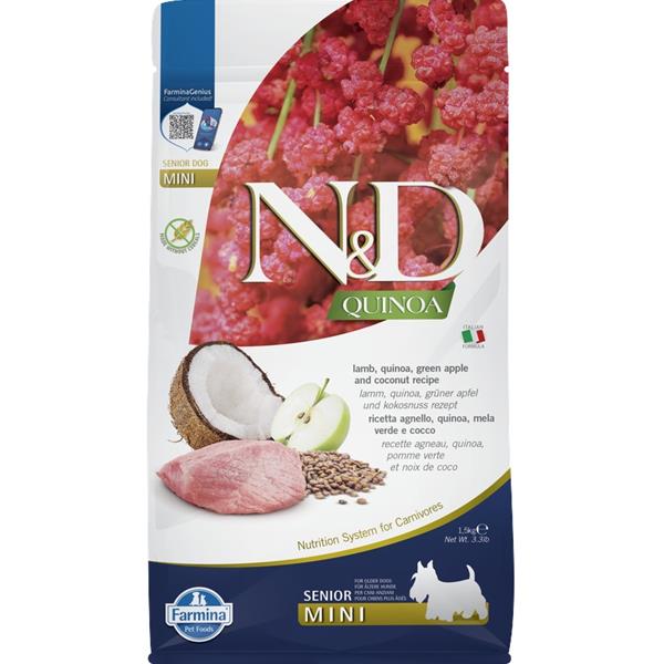 N&D QUINOA Dog GF Senior Lamb, Green Apple and Coconut Mini 1,5 kg