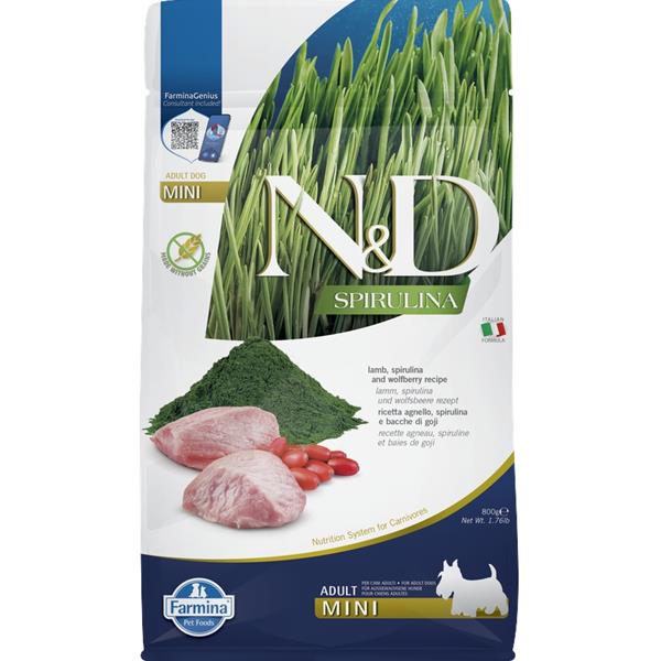 N&D SPIRULINA Dog GF Lamb and Goji Adult Mini 800 g