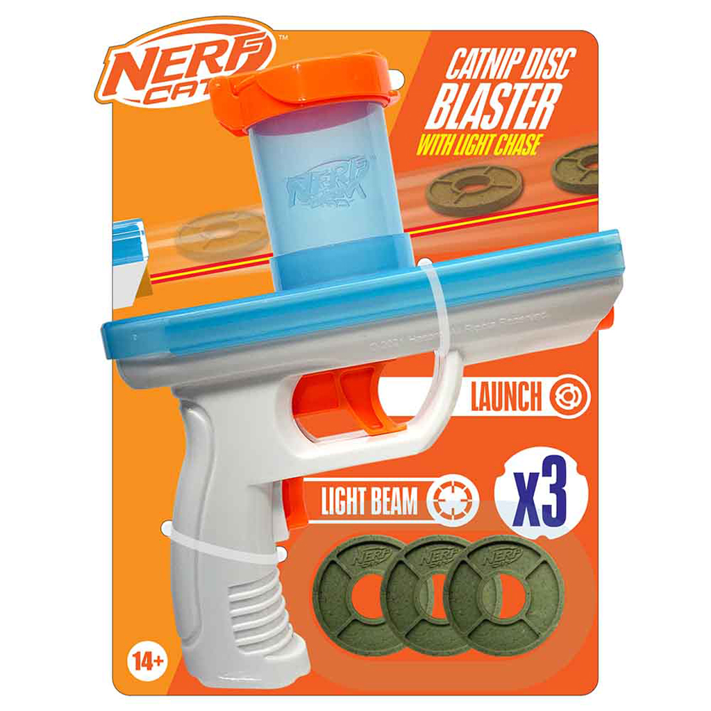 NERF CAT Hračka pro kočky Catnip blaster s 3 ks catnip disků 20 cm