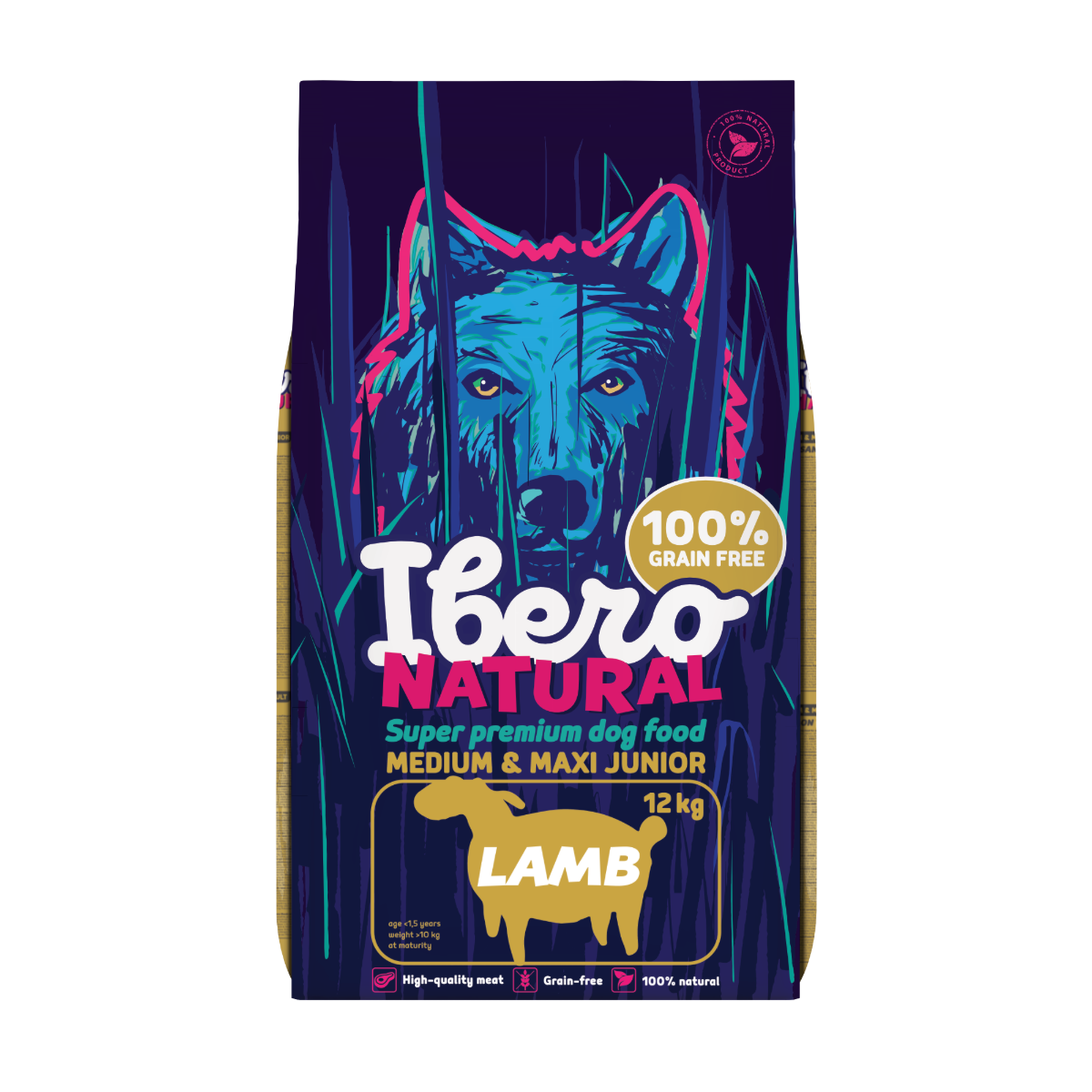 Ibero Grain-free Dog Medium & Maxi Junior Lamb 12 kg