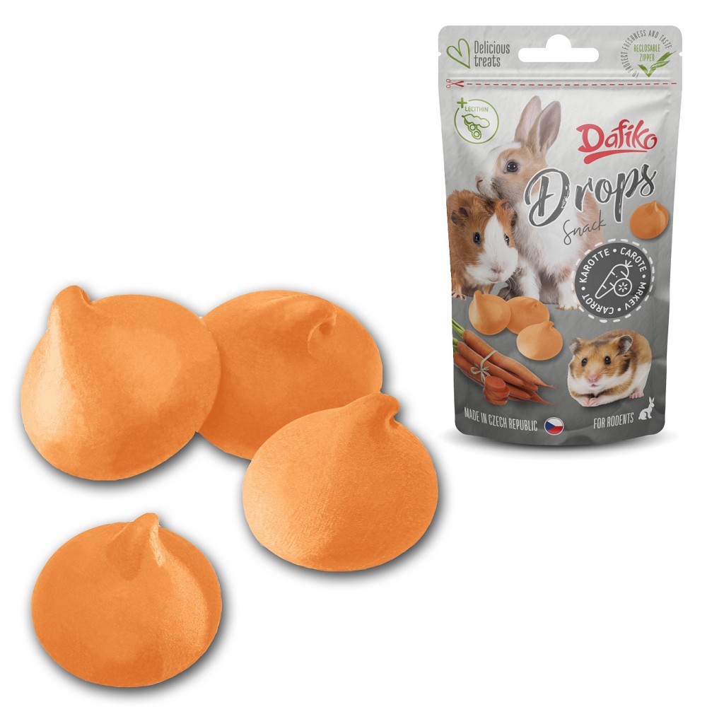 Dafiko Drops pamlsek pro hlodavce mrkev 75g