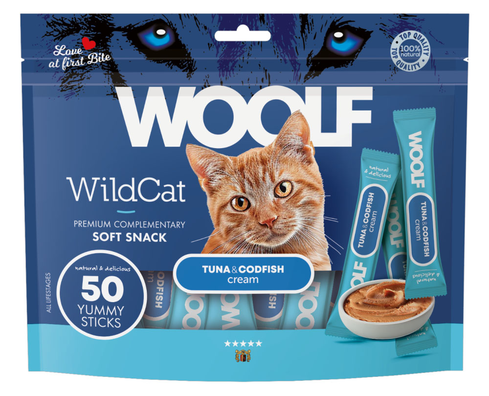 WOOLF Snack WOOLF WildCat Cream Regular Tuna&Codfish 50x14g