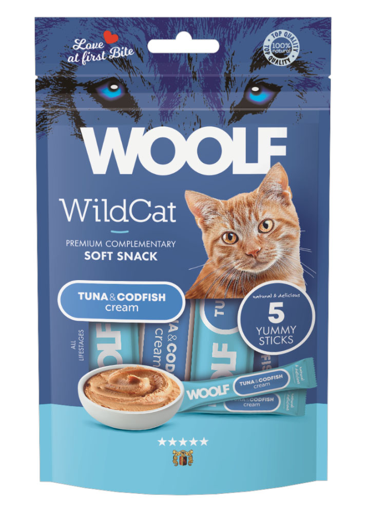 WOOLF Snack WOOLF WildCat Cream Regular Tuna&Codfish 5x14g