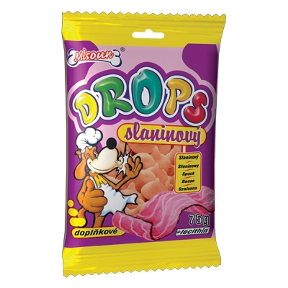 Mlsoun ML Drops Dog slaninový 75g