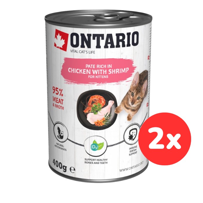 Levně Konzerva ONTARIO Chicken with Shrimps 2x400g