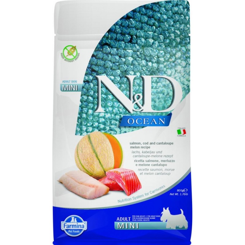 N&D OCEAN DOG Adult Mini Salmon & Cod & Melon 800g