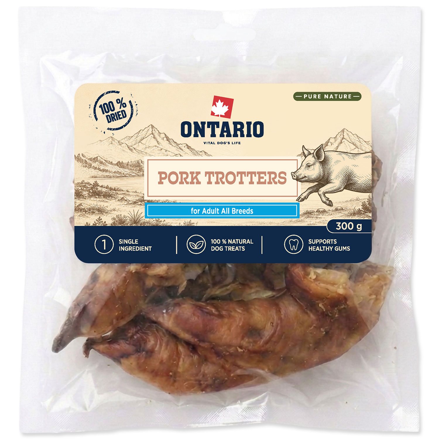 Pochoutka Ontario Pure Nature vepřové pacičky sušené 300g