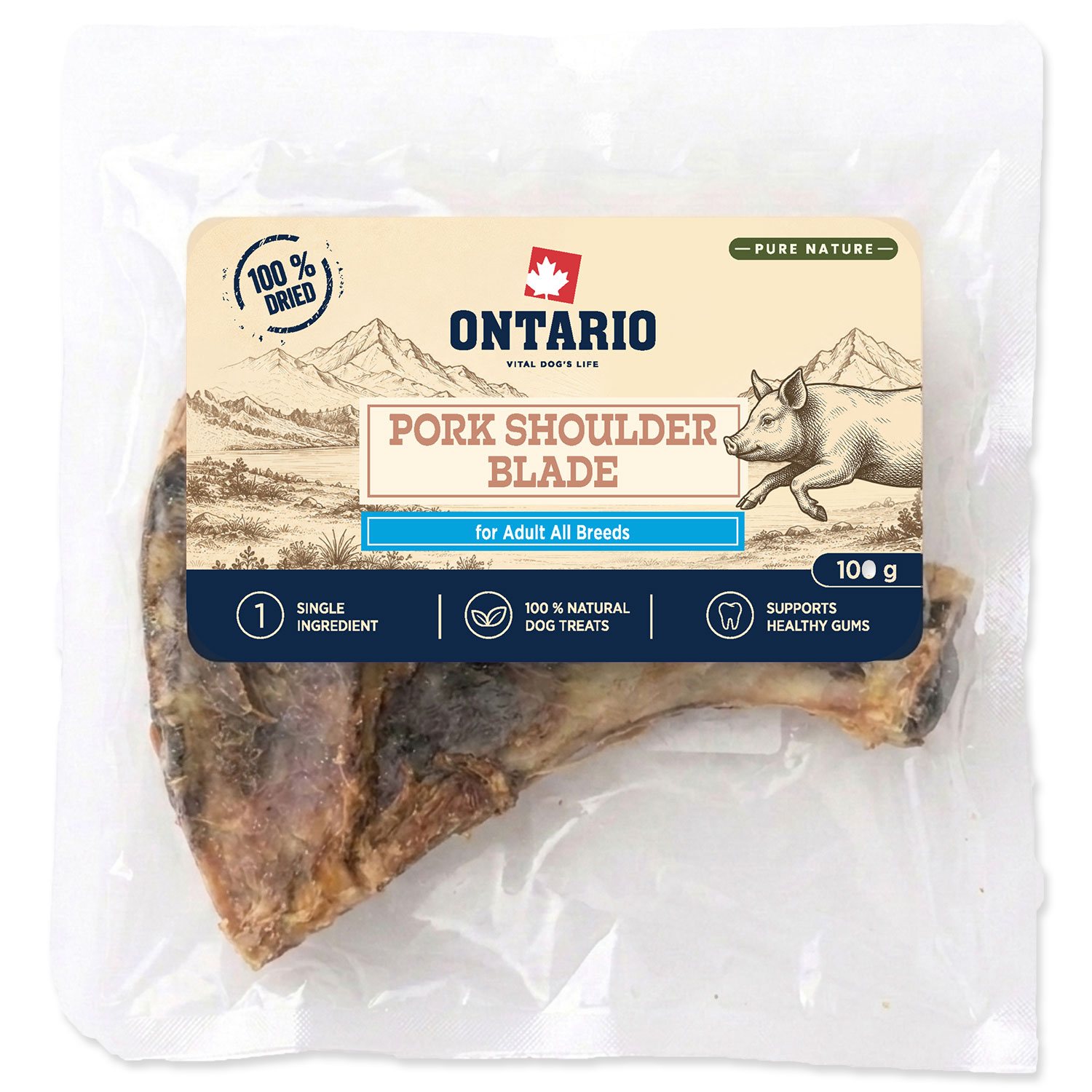 Pochoutka Ontario Pure Nature vepřové lopatky sušené 100g