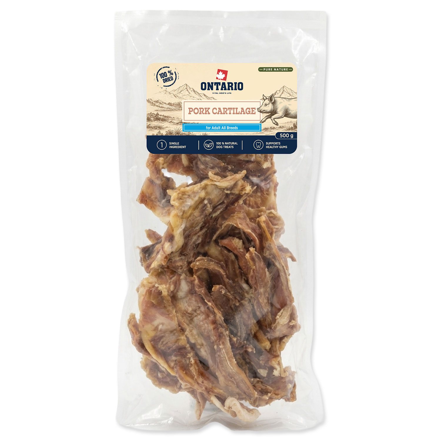 Pochoutka Ontario Pure Nature vepřové chrupavky sušené 500g