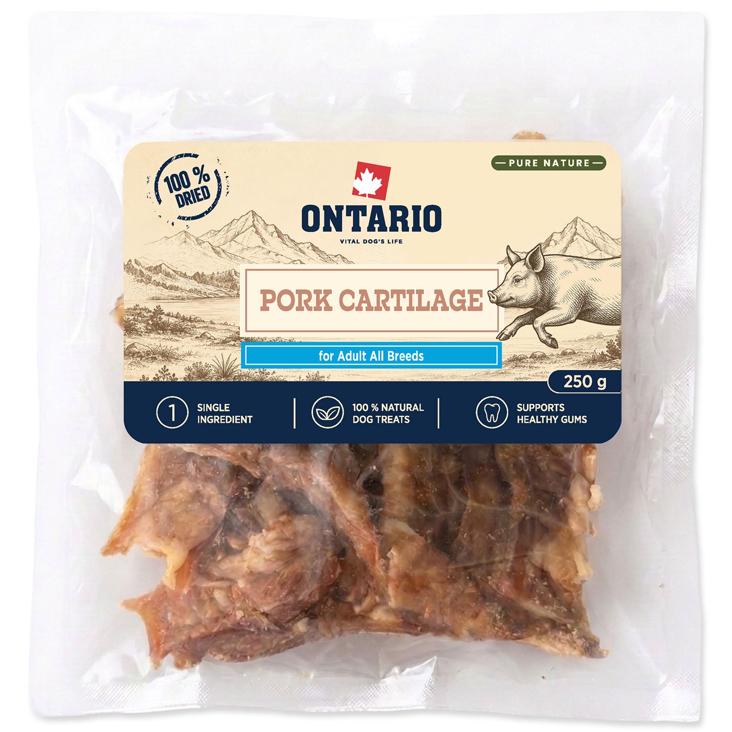 Pochoutka Ontario Pure Nature vepřové chrupavky sušené 250g