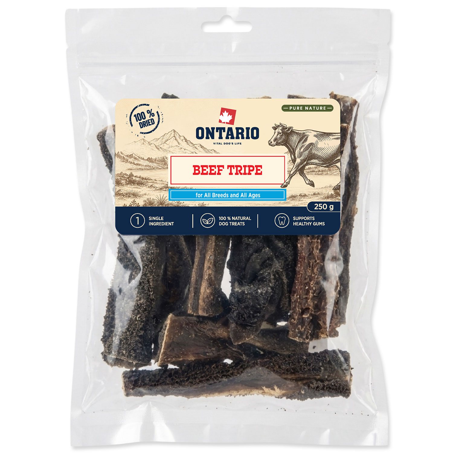 Pochoutka Ontario Pure Nature hovězí dršťky sušené 250g