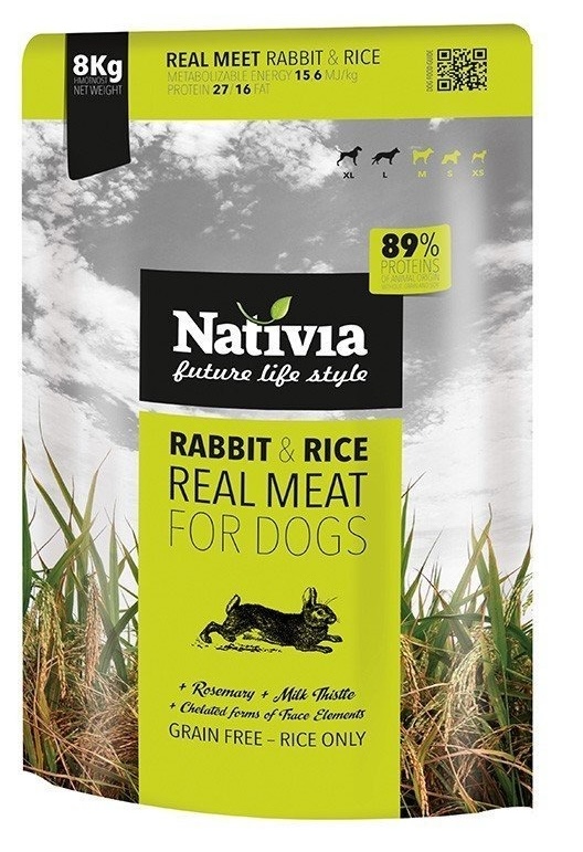 Nativia Real Meat Rabbit&Rice 8kg Exp.03/26
