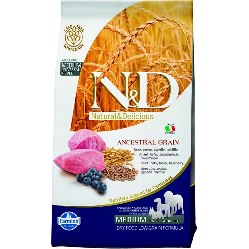 N&D Ancestral Grain N&D LG DOG Adult M/L Lamb & Blueberry 2,5kg