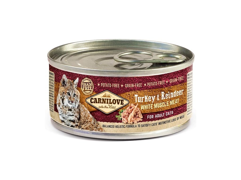 Carnilove White konzerva Mus Meat Turkey & Reindeer Cats100g