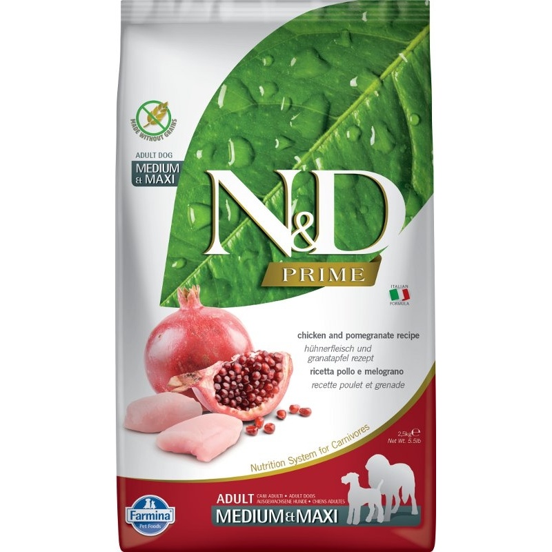 N&D PRIME Dog GF Chicken & Pomegranate Puppy Medium & Maxi 2,5 kg