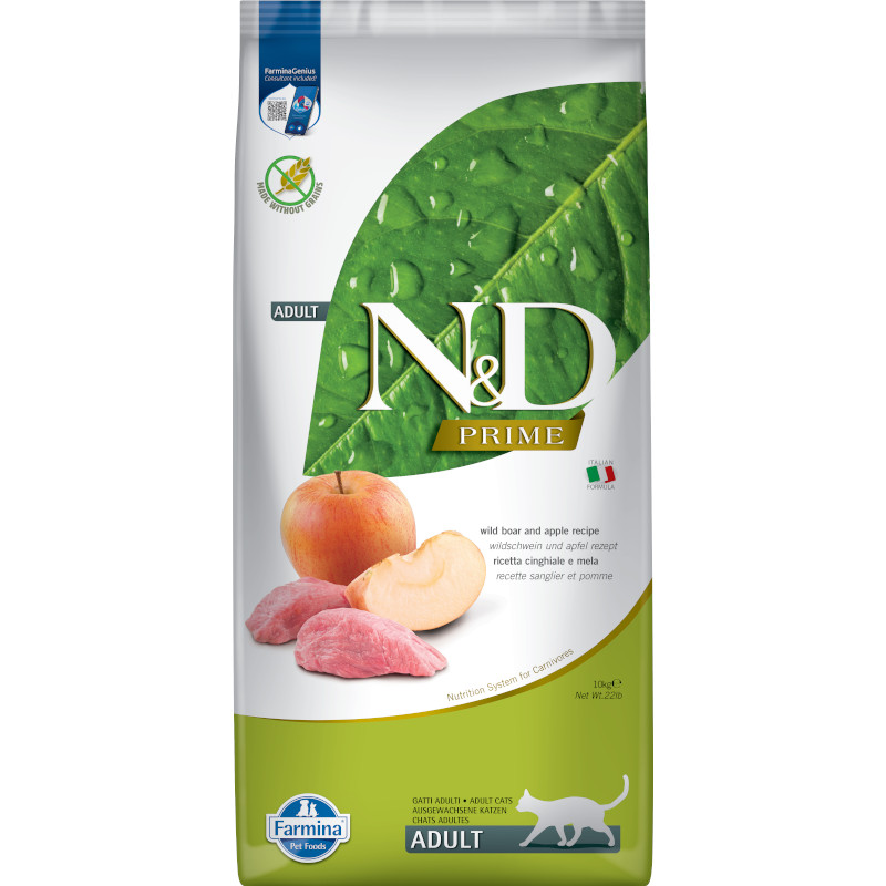 N&D PRIME Cat GF Wild Boar & Apple 10 kg