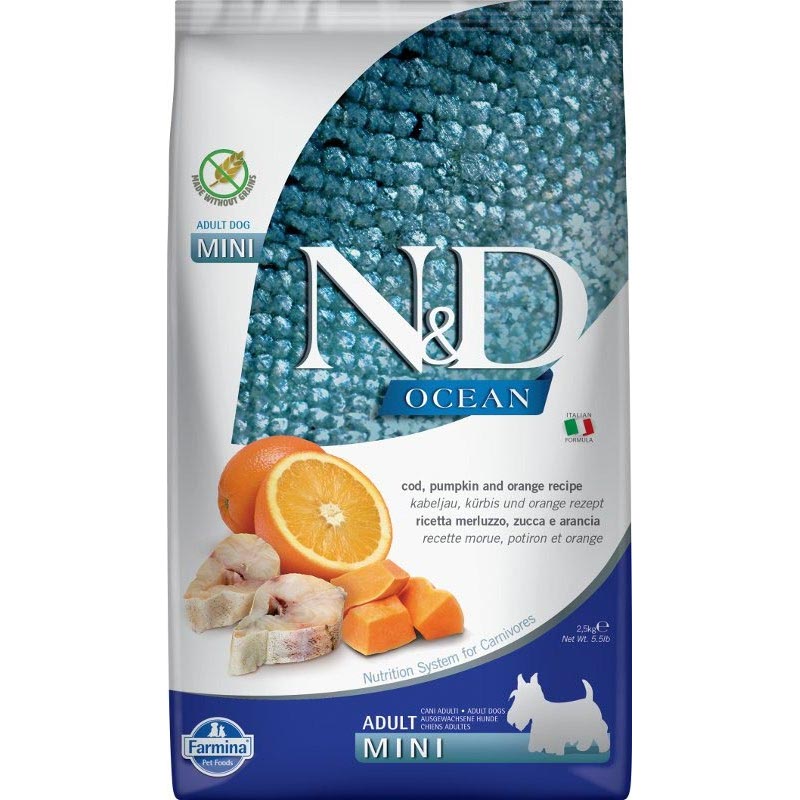 N&D OCEAN Dog GF Cod, Pumpkin & Orange Adult Mini 2,5 kg