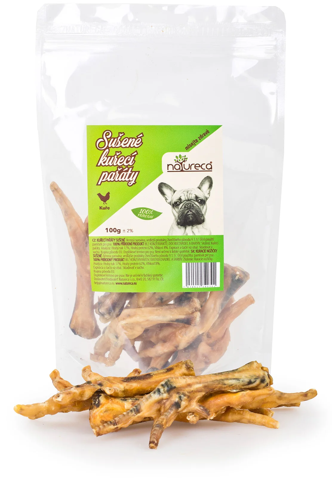 NATURECA Kuřecí pařáty sušené pochoutka pro psy 100g