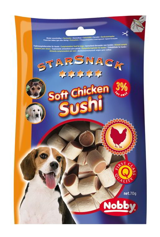 Nobby StarSnack Soft Chicken Sushi kuře s rybou 70g