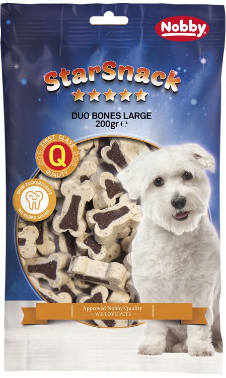 Nobby StarSnack Duo Bones pamlsky velké kostičky jehněčí s rýží 200g
