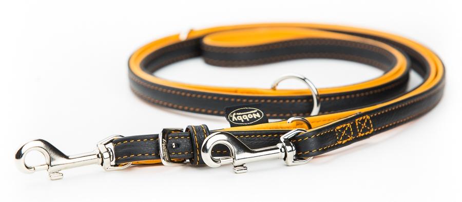 Nobby Pacific kožené vodítko oranžové lemování S-M 200cm / 14mm