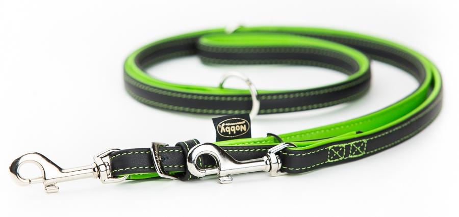Nobby Pacific kožené vodítko zelené lemování L-XL 200cm / 18mm