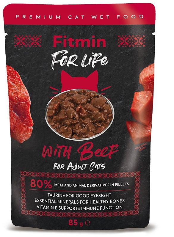 Fitmin For Life Hovězí kapsička pro kočky 85g