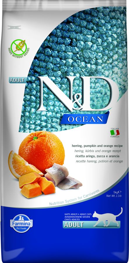 N&D OCEAN CAT GF Adult Herring, Pumpkin & Orange 5kg