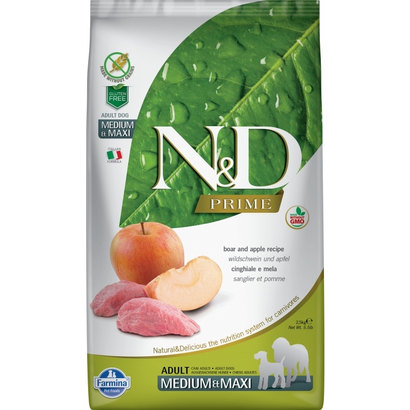 N&D PRIME Dog GF Wild Boar & Apple Adult Medium & Maxi 2,5 kg