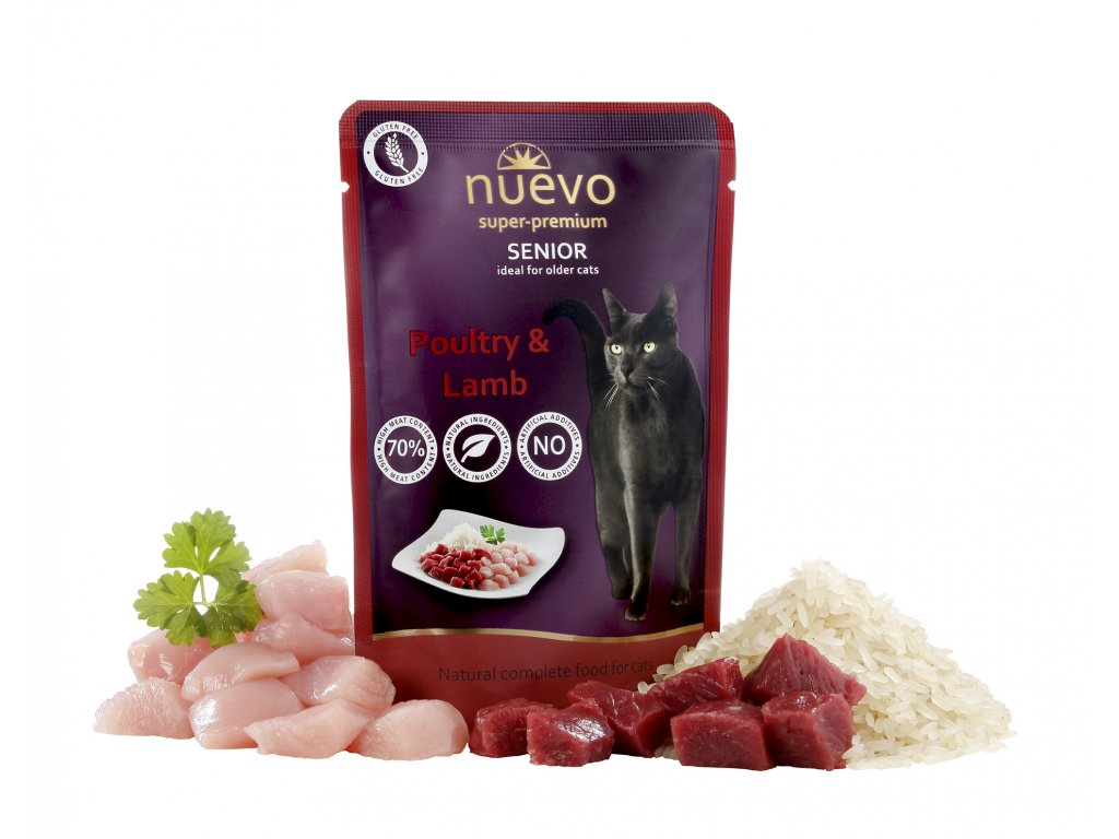 Nuevo Senior kočka drůbeží a jehněčí s rýží kapsa 85g