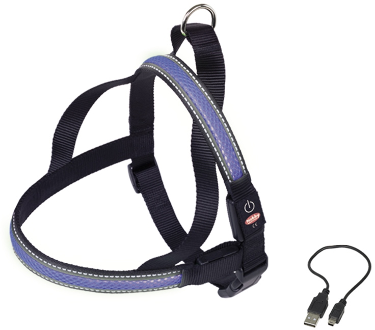 Nobby Flash Mesh svítící modrý norský postroj vel. M (60-75cm)