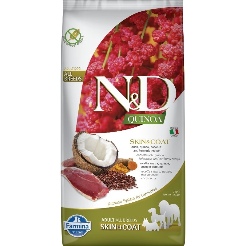 N&D QUINOA Dog GF Skin & Coat, Duck & Coconut Adult All Medium & Maxi 7 kg