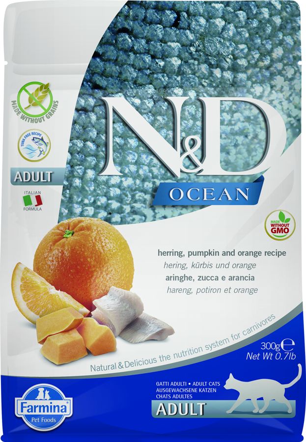 N&D OCEAN CAT GF Adult Herring, Pumpkin & Orange 300g