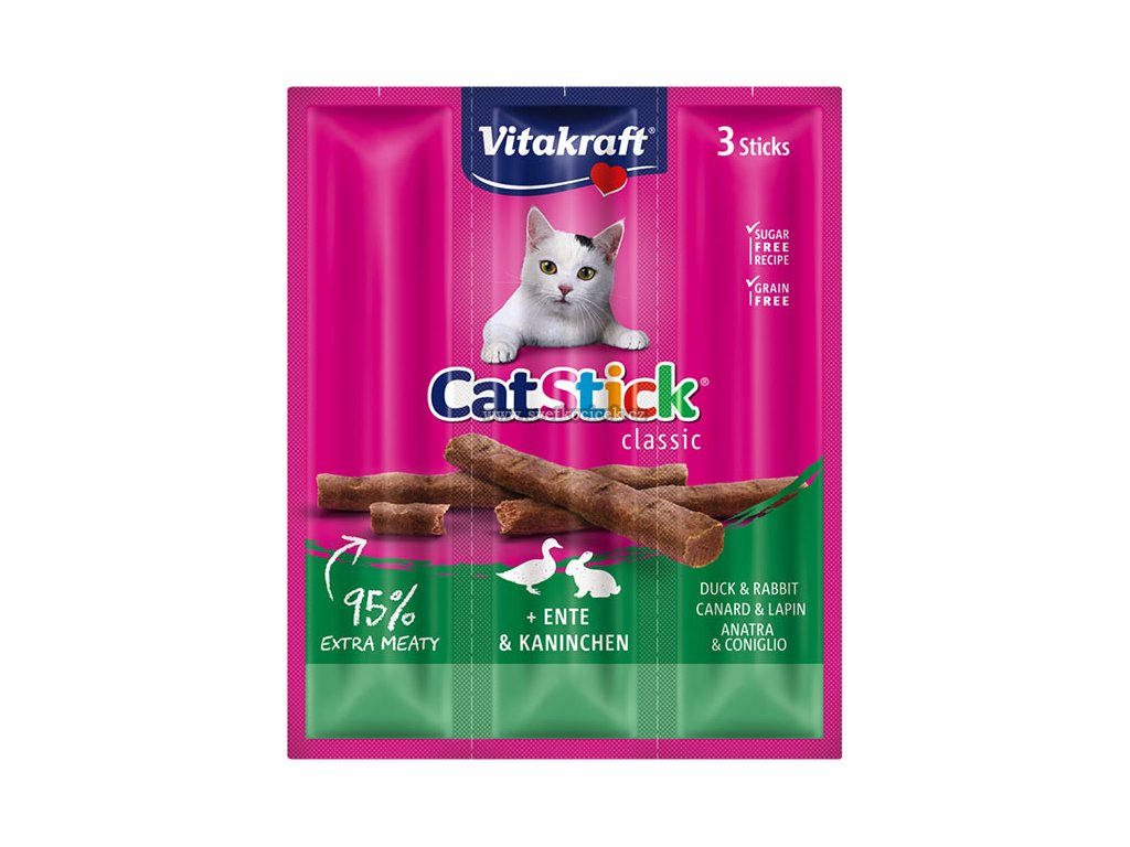 Vitakraft Cat Stick mini Rabbit + Duck pochoutka pro kočky 3x6 g