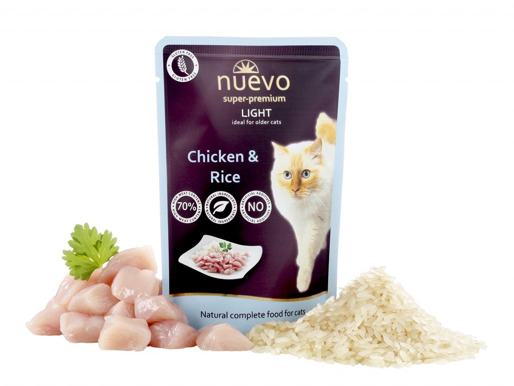 Nuevo Light kočka kapsa kuřecí s rýží 85g