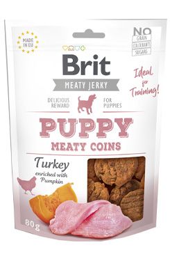 Brit pamlsky Jerky Puppy Turkey Meaty Coins 80 g