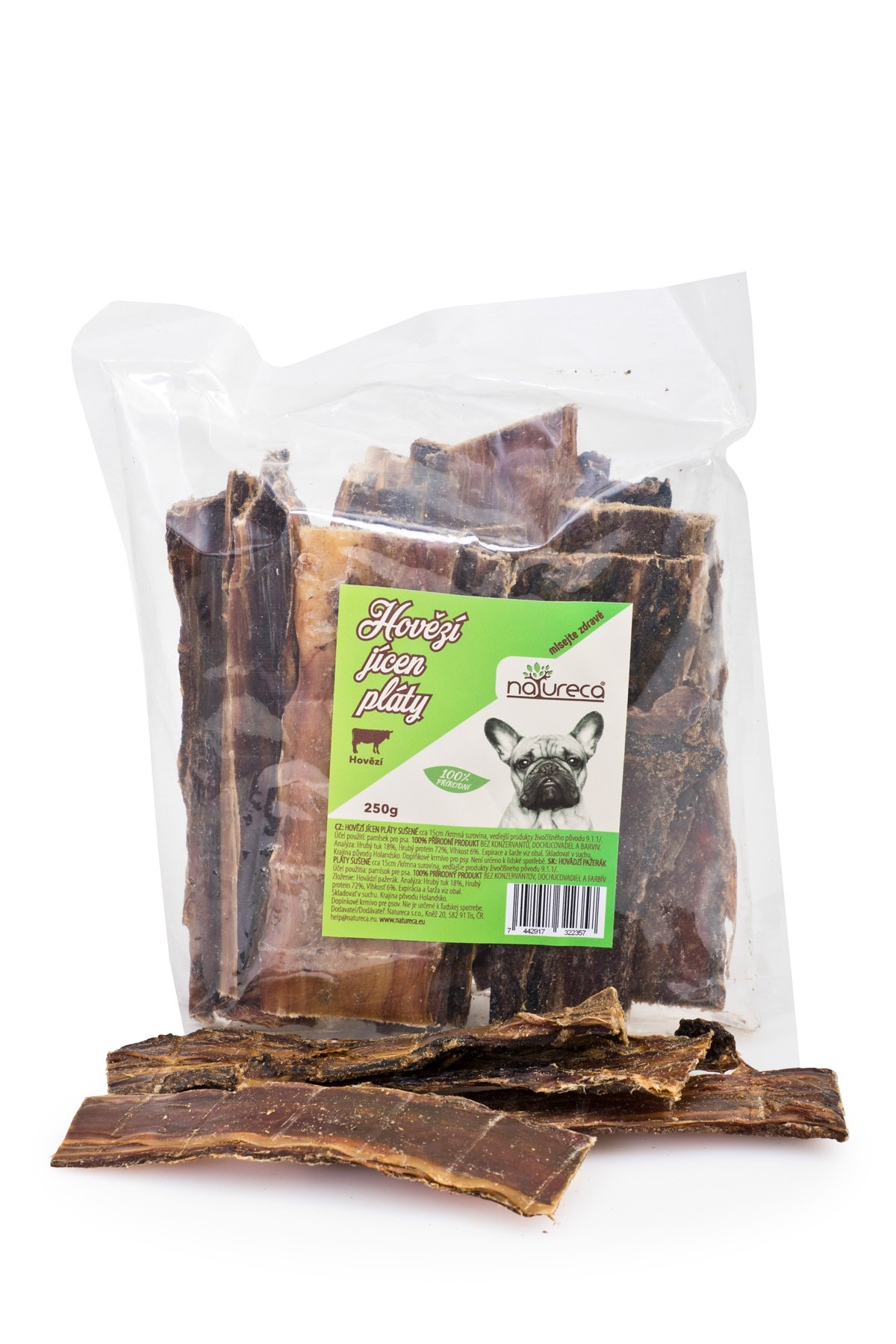 Levně NATURECA Hovězí jícen pláty sušené pochoutka pro psy 250g