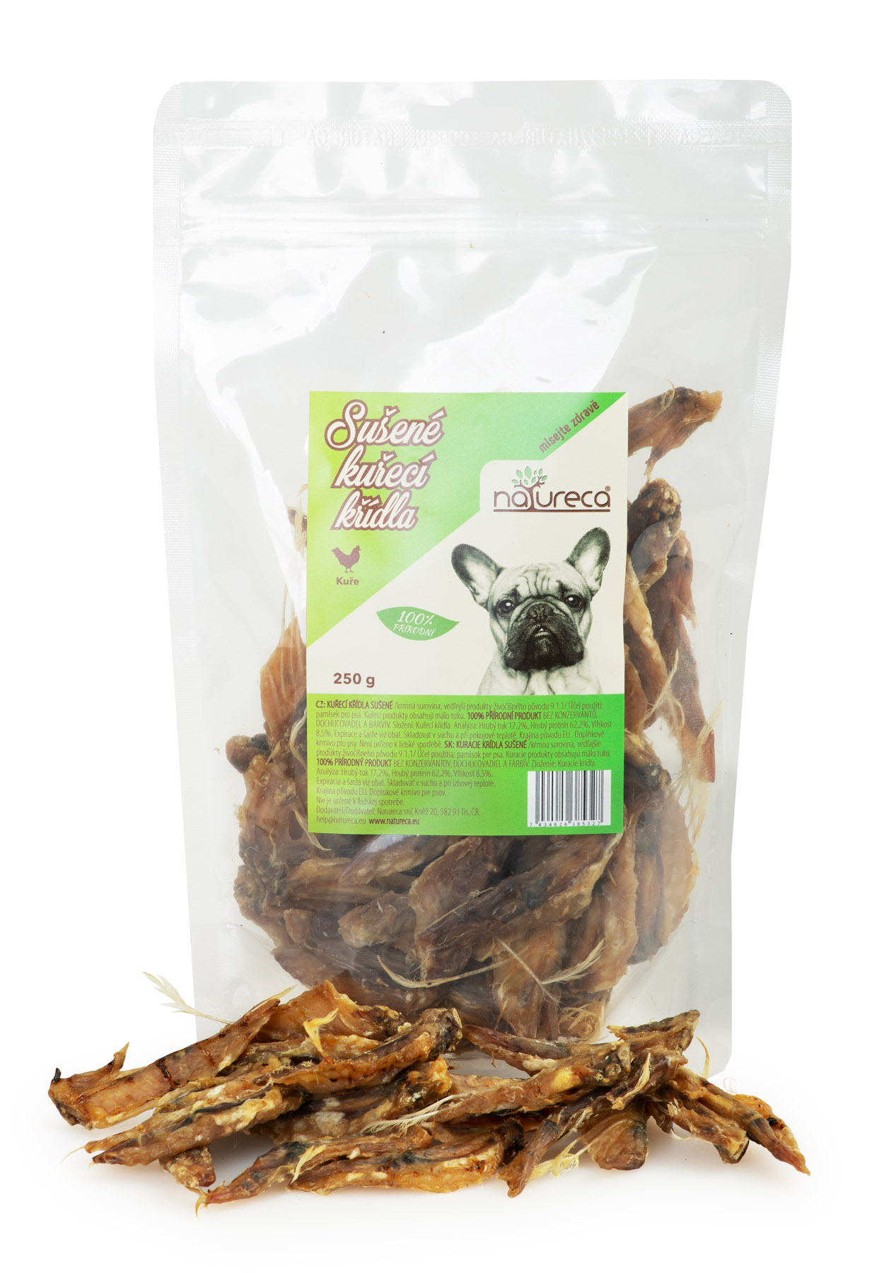 Levně NATURECA Kuřecí křídla sušená pochoutka pro psy 250g
