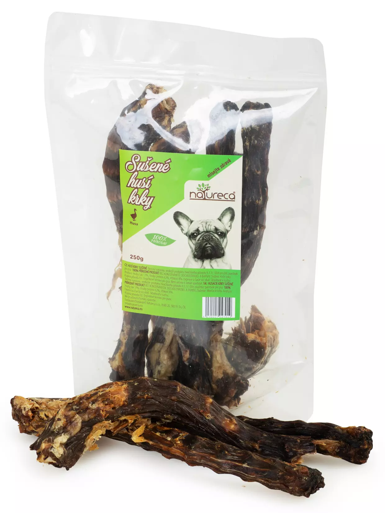 Levně NATURECA Husí krky sušené pochoutka pro psy 250 g