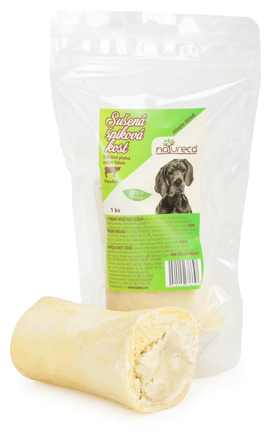 NATURECA Hovězí špiková kost kalciová s ovčím tukem pochoutka pro psy 1ks