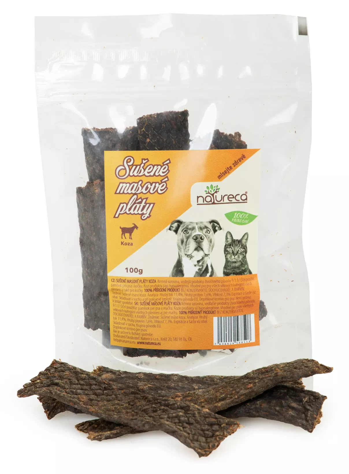 NATURECA 100% Masové pláty Koza pochoutka pro psy a kočky 100g