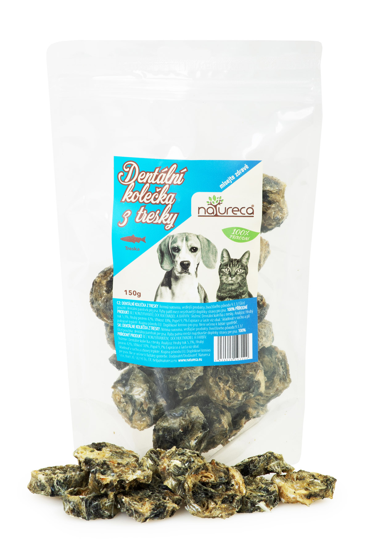 NATURECA Dentální kolečka z tresky pochoutka pro psy 150g