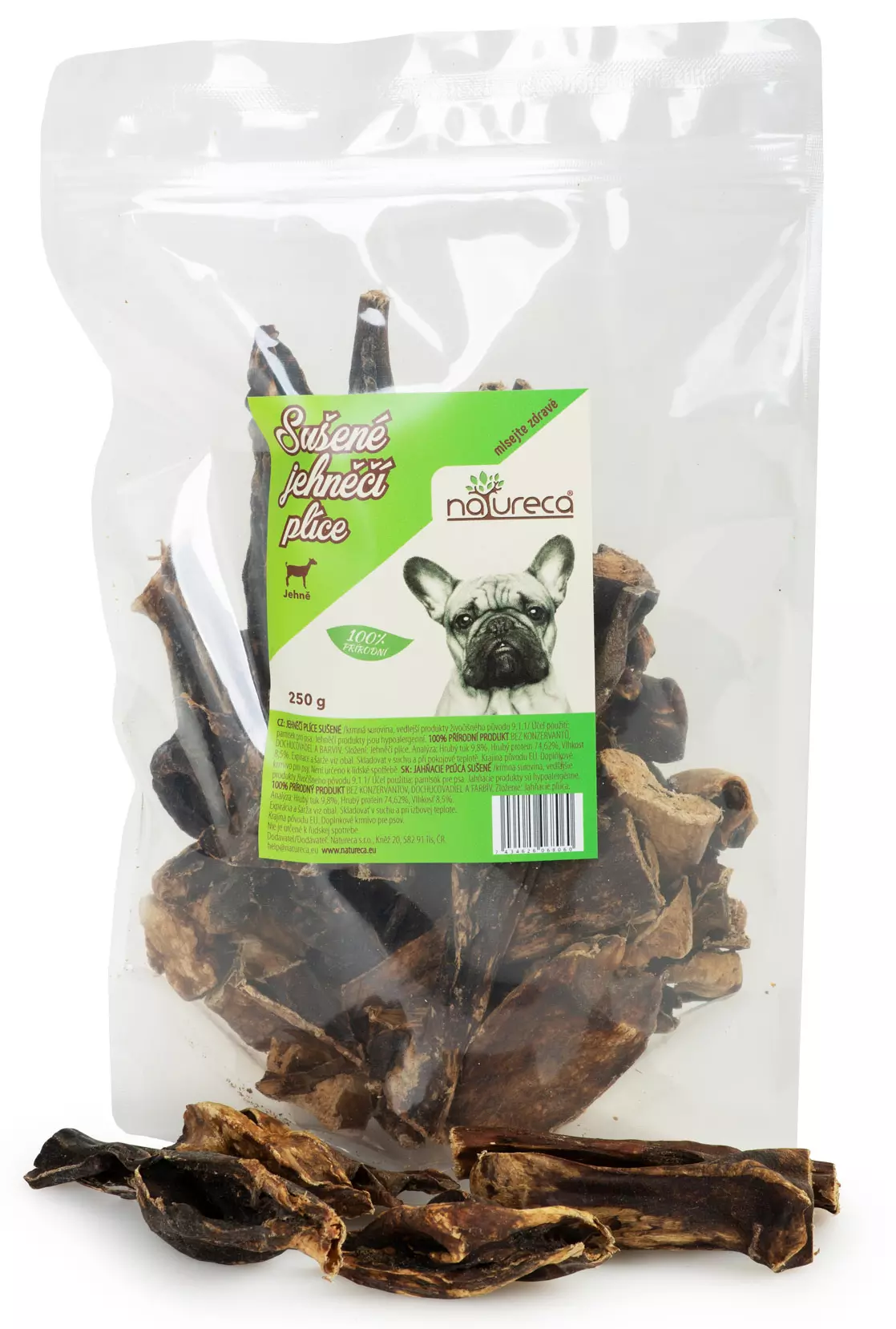 Levně NATURECA Jehněčí plíce sušené pochoutka pro psy 250g