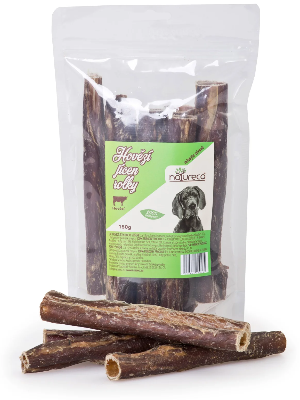 NATURECA Hovězí jícen rolky neplněné pochoutka pro psy a kočky 150g