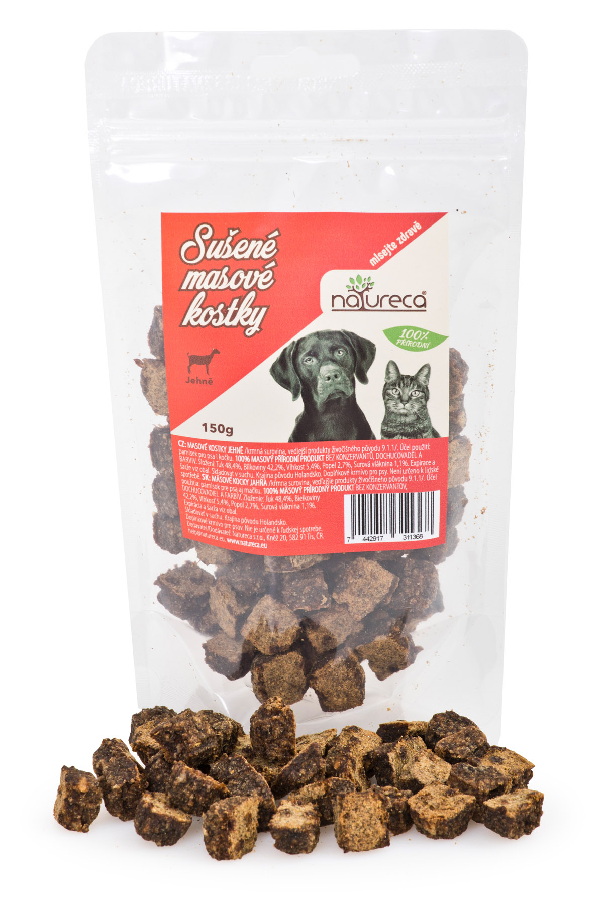 NATURECA 100% masové kostky Jehně pochoutka pro psy a kočky 150g