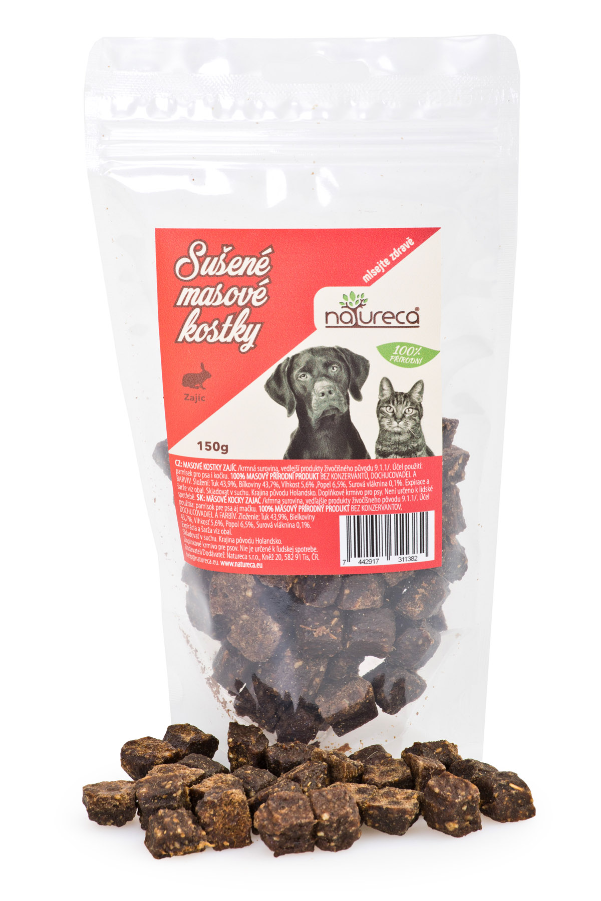 Levně Natureca pochoutka pro psy Zajíc kostky 150g