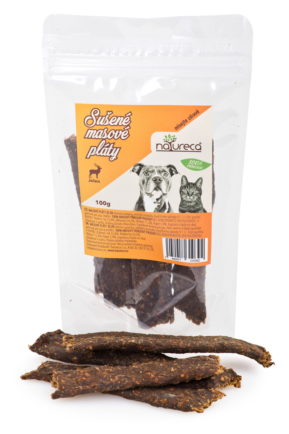 NATURECA 100% masové pláty Jelen pochoutka pro psy a kočky 100g